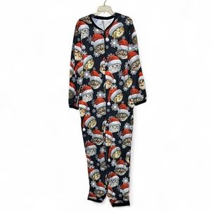 Dec 25th Cat Santa Hat Snowflake Christmas One Piece Pajamas